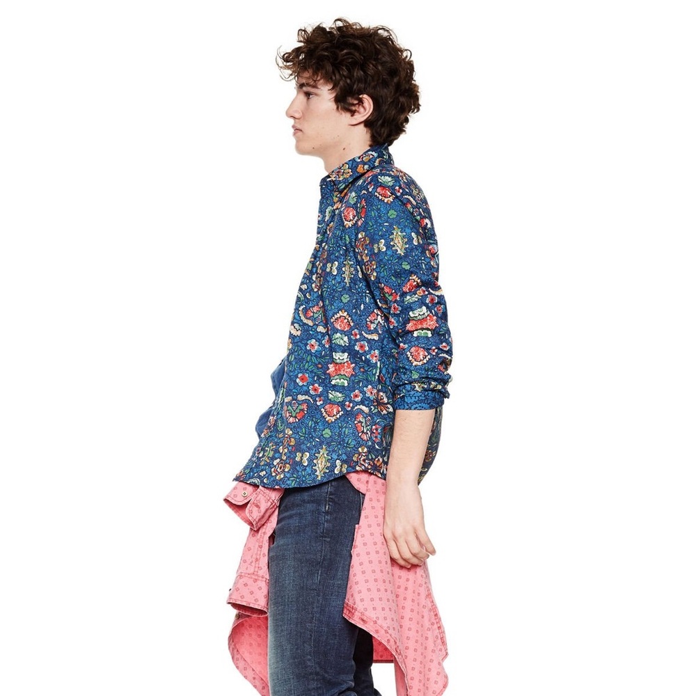 Desigual Men's Joan Blue Floral Shirt (M3) - Picture 4 of 10